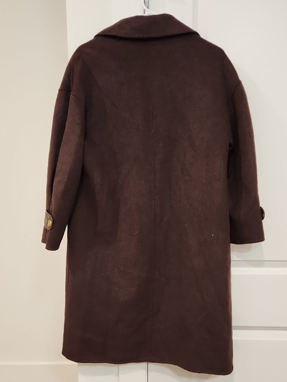 NWOT Doubel Faced Wool Blend Long Coat with Logo-Trim Pockets - Picture 7 of 9